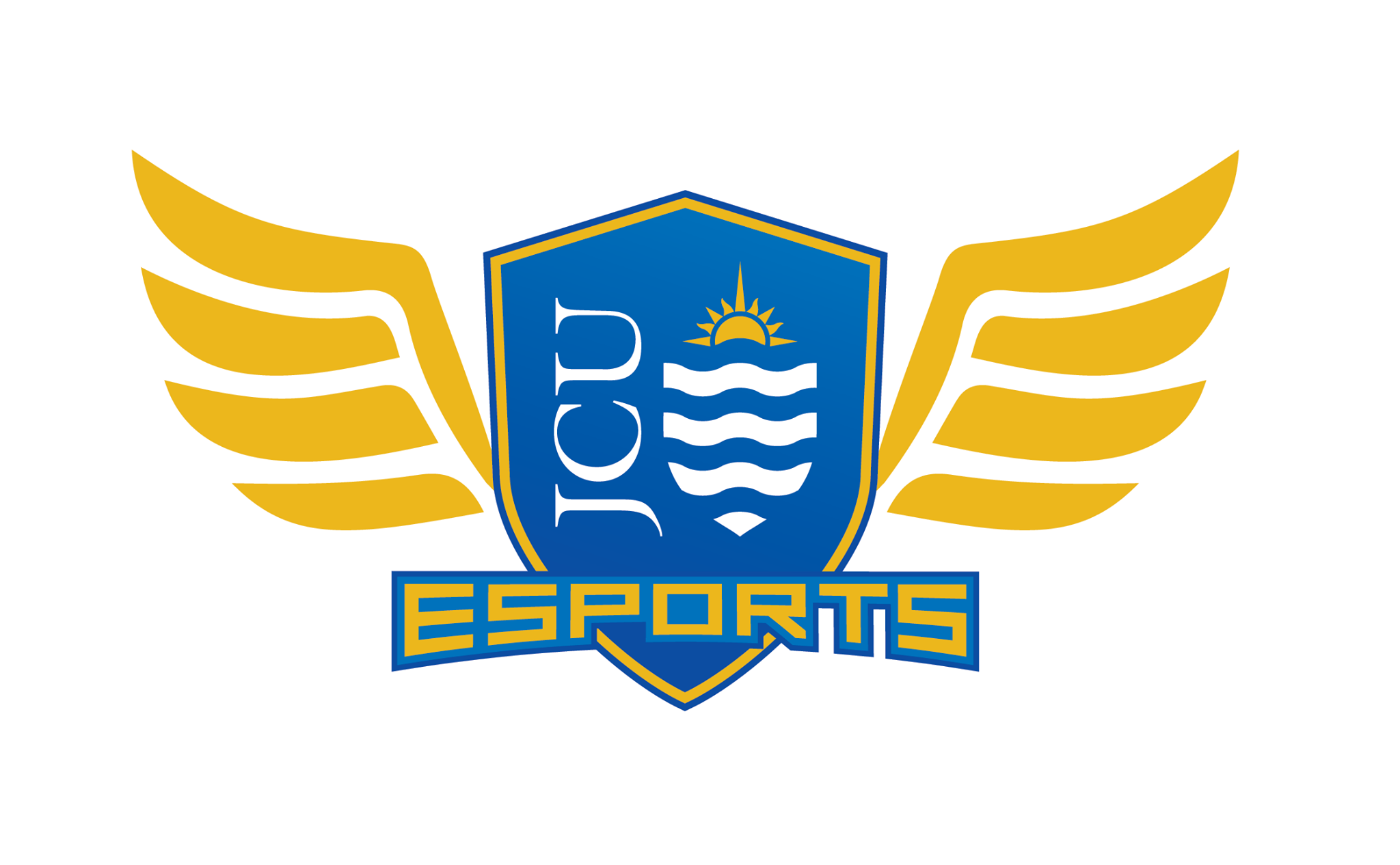 The eSports logo featuring a blue and gold shield with wings