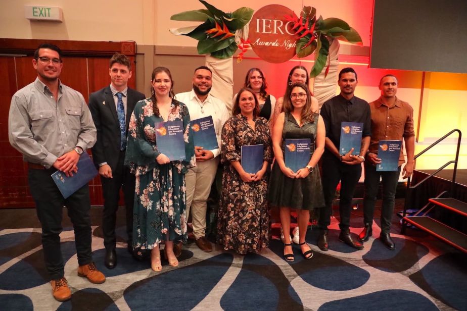 The award recipients at ’s seventh annual Indigenous Student Awards ceremony in Cairns on Wednesday night. PICTURE: Paddy McHugh.