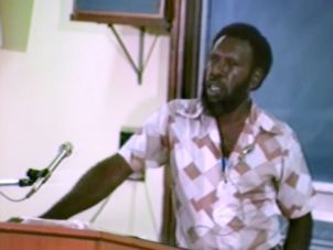 Eddie Koiki Mabo delivering a lecture at the  Townsville Campus in 1982