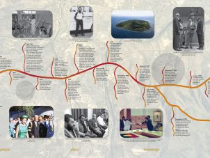 A look at panel 2 of the Mabo Interpretive Wall, which tells the story of Mabo