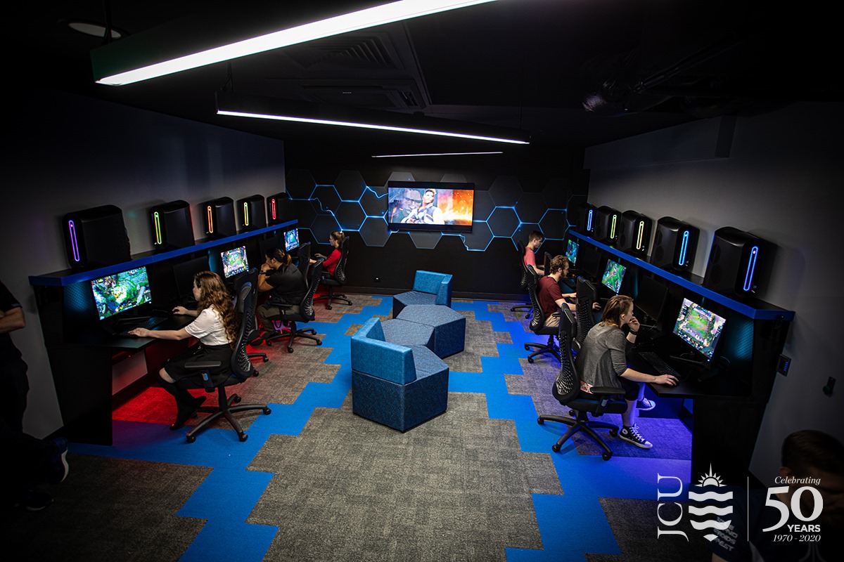 Students playing online in the  eSports room
